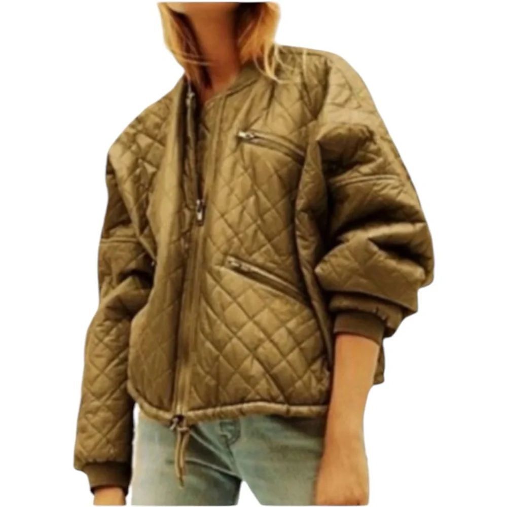 NWOT FREE PEOPLE Easy Quilted Bomber Jacket Moss Green L